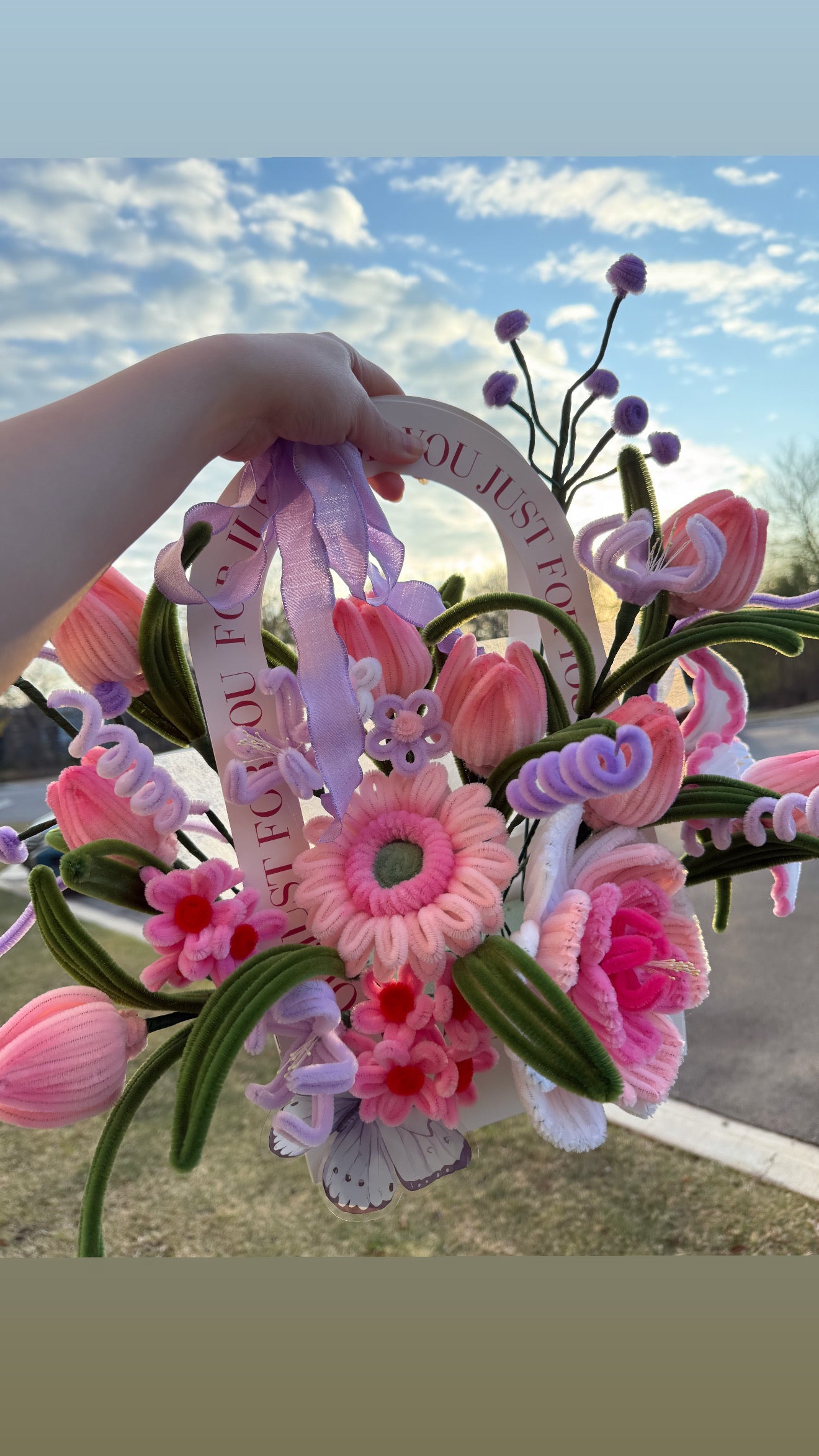 Pastel Tulip Garden Basket