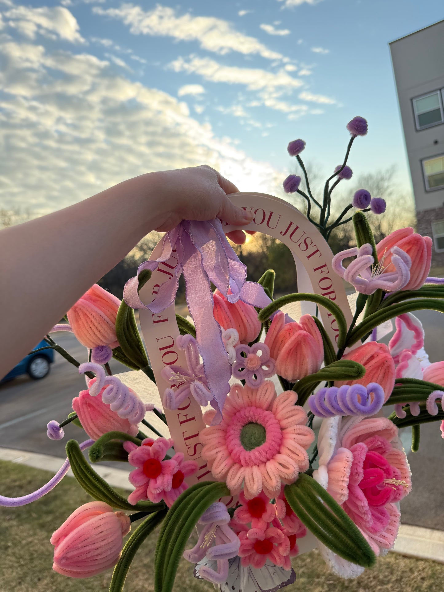Pastel Tulip Garden Basket