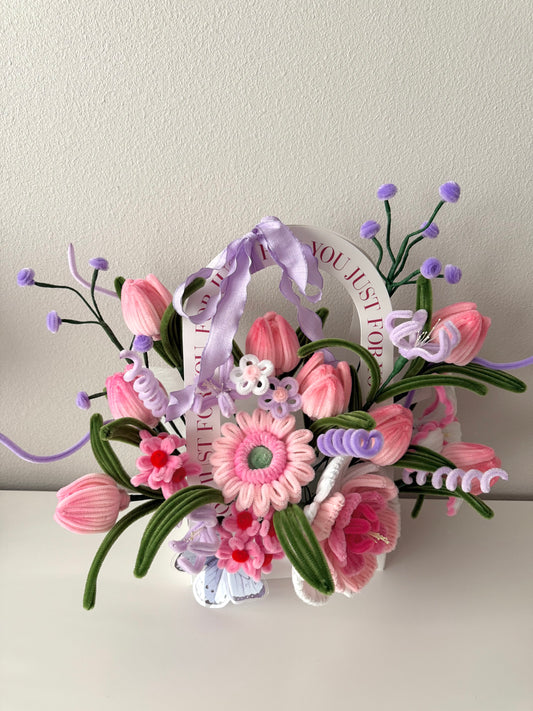 Pastel Tulip Garden Basket